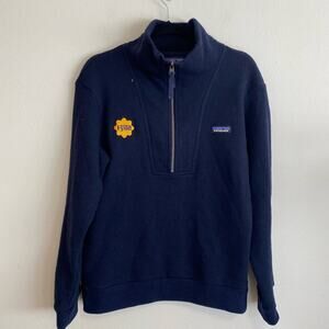 Patagonia Men's Woolie Fleece Pullover Half Zip Navy Blue Outdoor Hiking Small